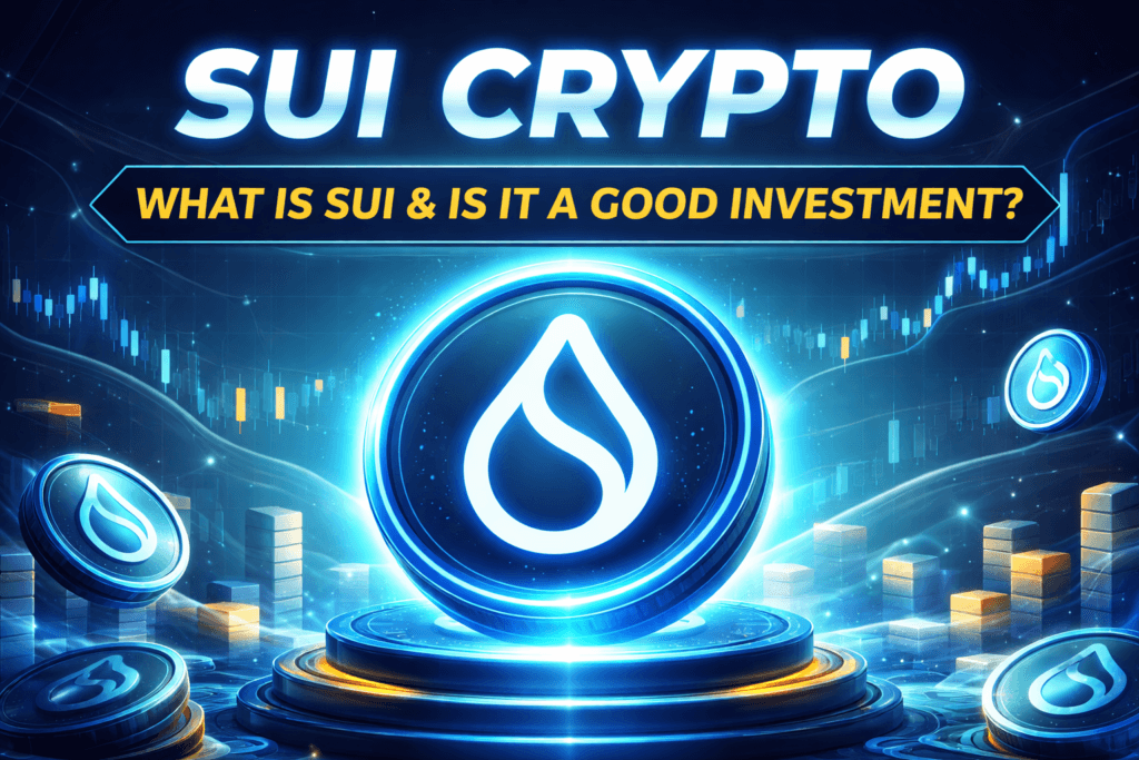 Sui crypto SUI token illustration showing blockchain technology and investment concept