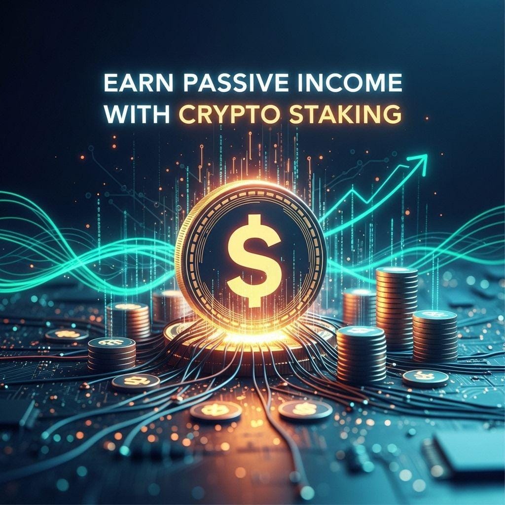 passive income in crypto illustration showing staking lending and earning returns from crypto assets