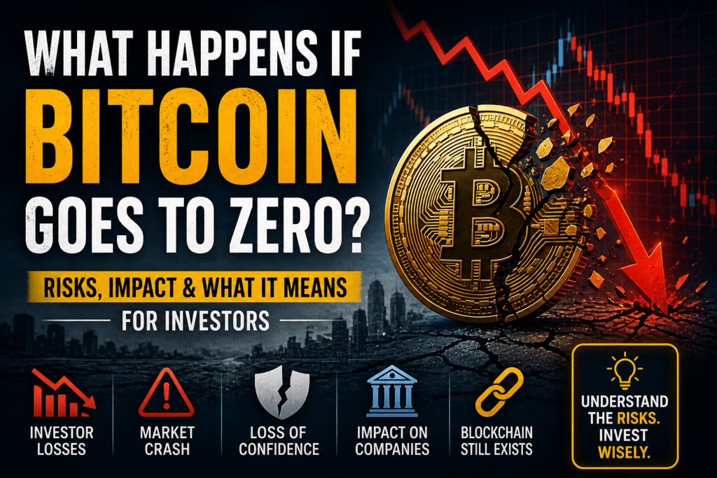 what happens if bitcoin goes to zero showing market crash investor losses and falling crypto price chart